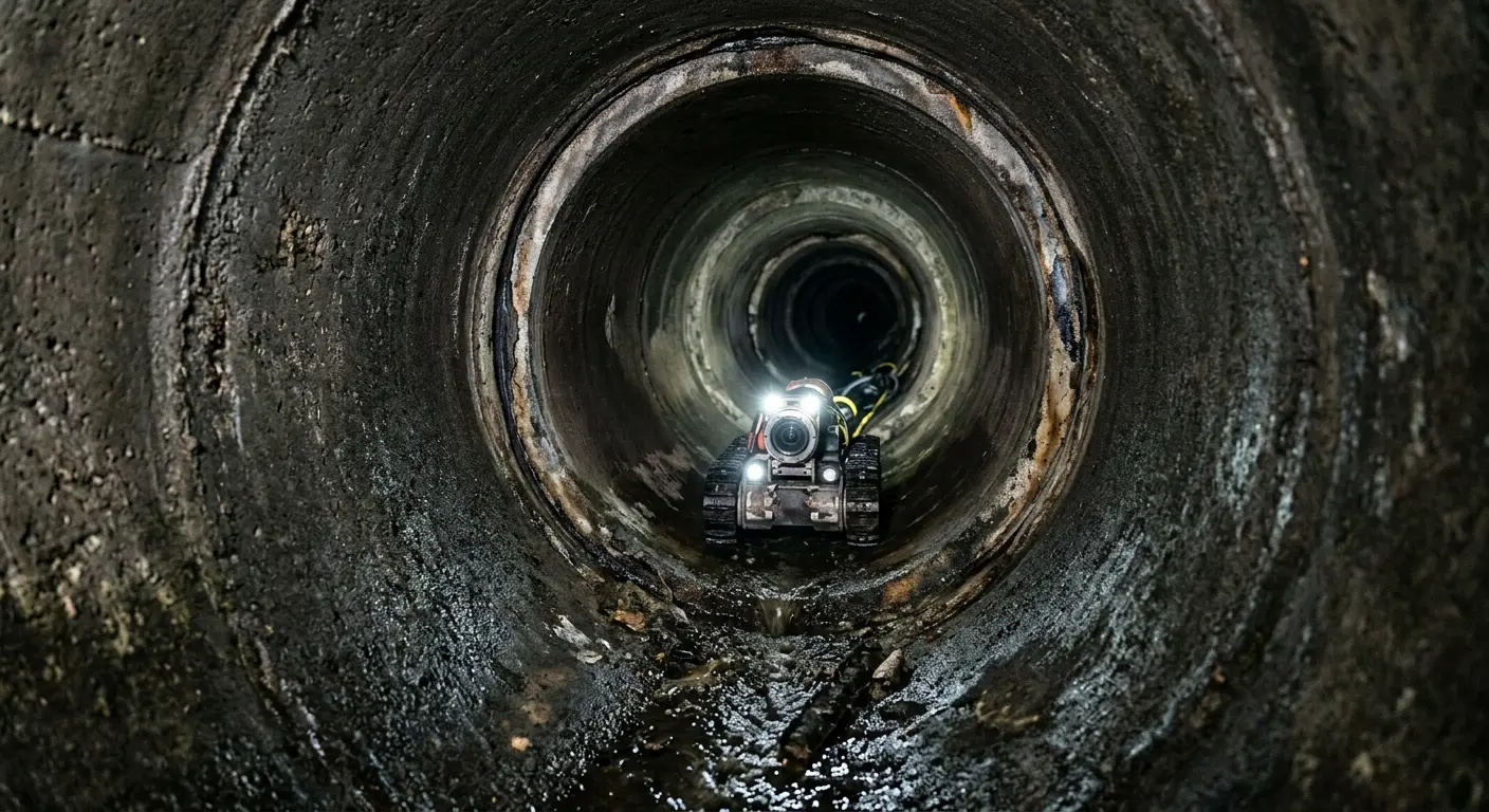 Robotic sewer camera inspecting pipe interior for Sewer Line Cleaning in Orland Hills